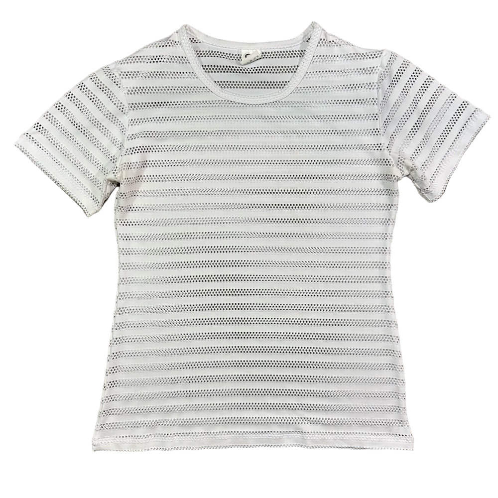 ZYIA Active White Mesh Short Sleeve Shirt Size Medium